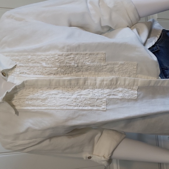 MAX STUDIO Linen Cotton Women's Button Front Roll-Up Long Sleeve Size M - Picture 4 of 7